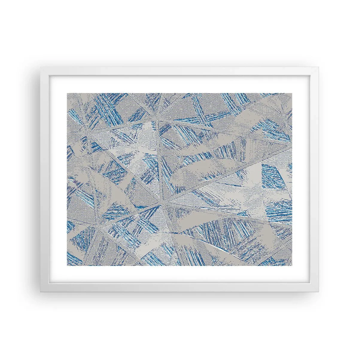 Poster in cornice bianca - Nel labirinto grigioblu - 50x40 cm