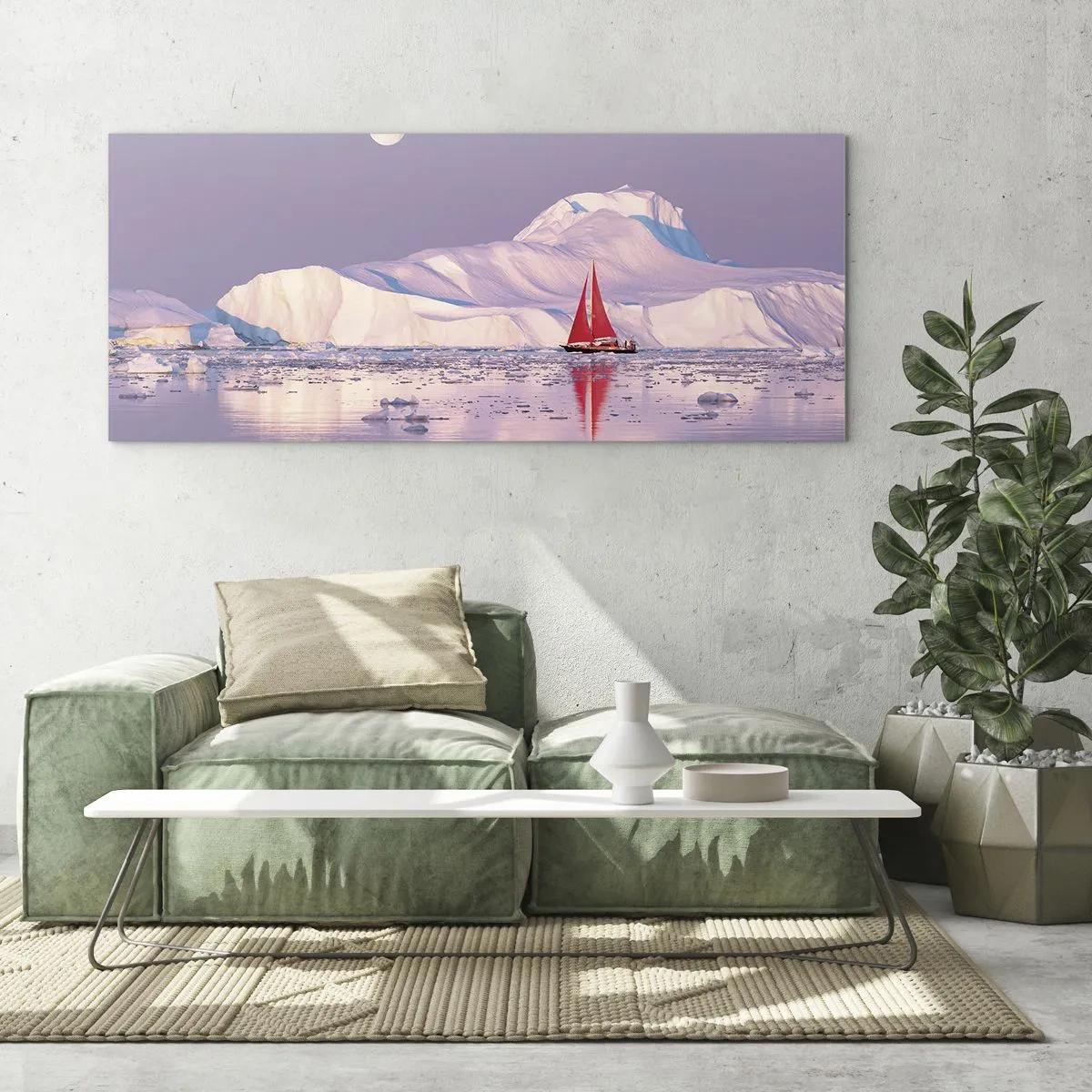 Quadro su vetro - Calore della vela, gelo del ghiaccio - 100x40 cm