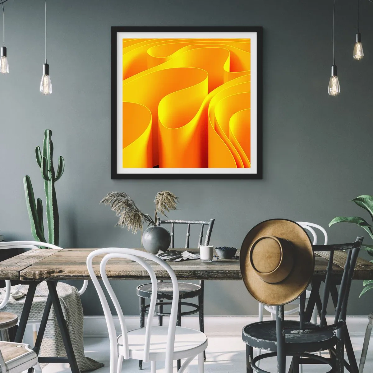 Poster in cornice nera - Come onde di sole - 30x30 cm