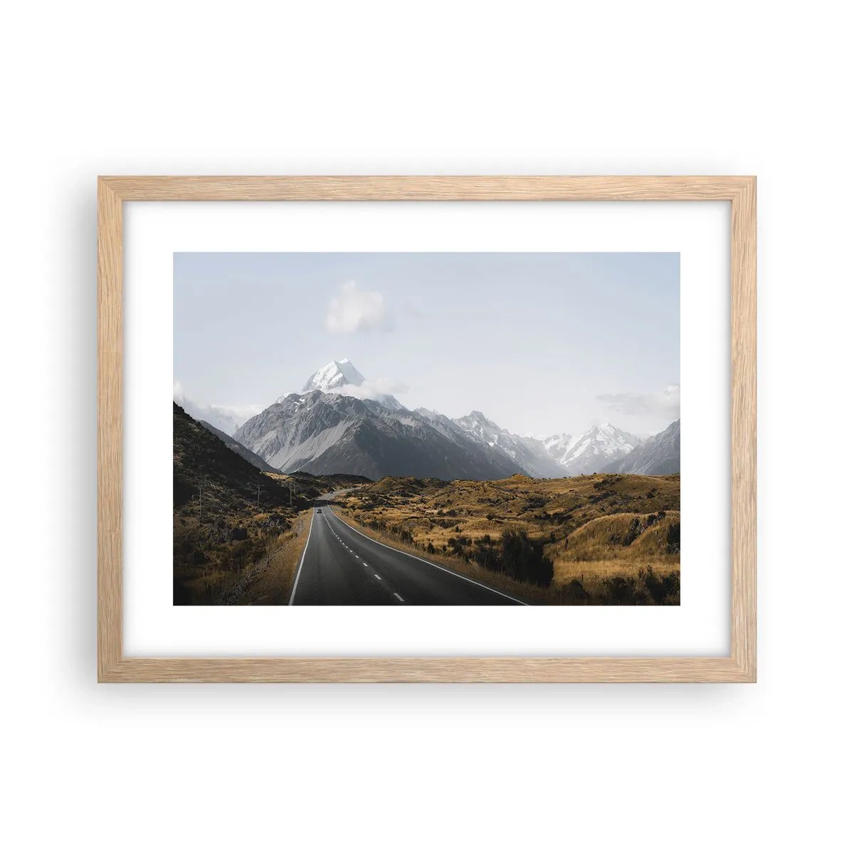 Poster in cornice rovere chiaro - Via verso il cuore dei monti - 40x30 cm