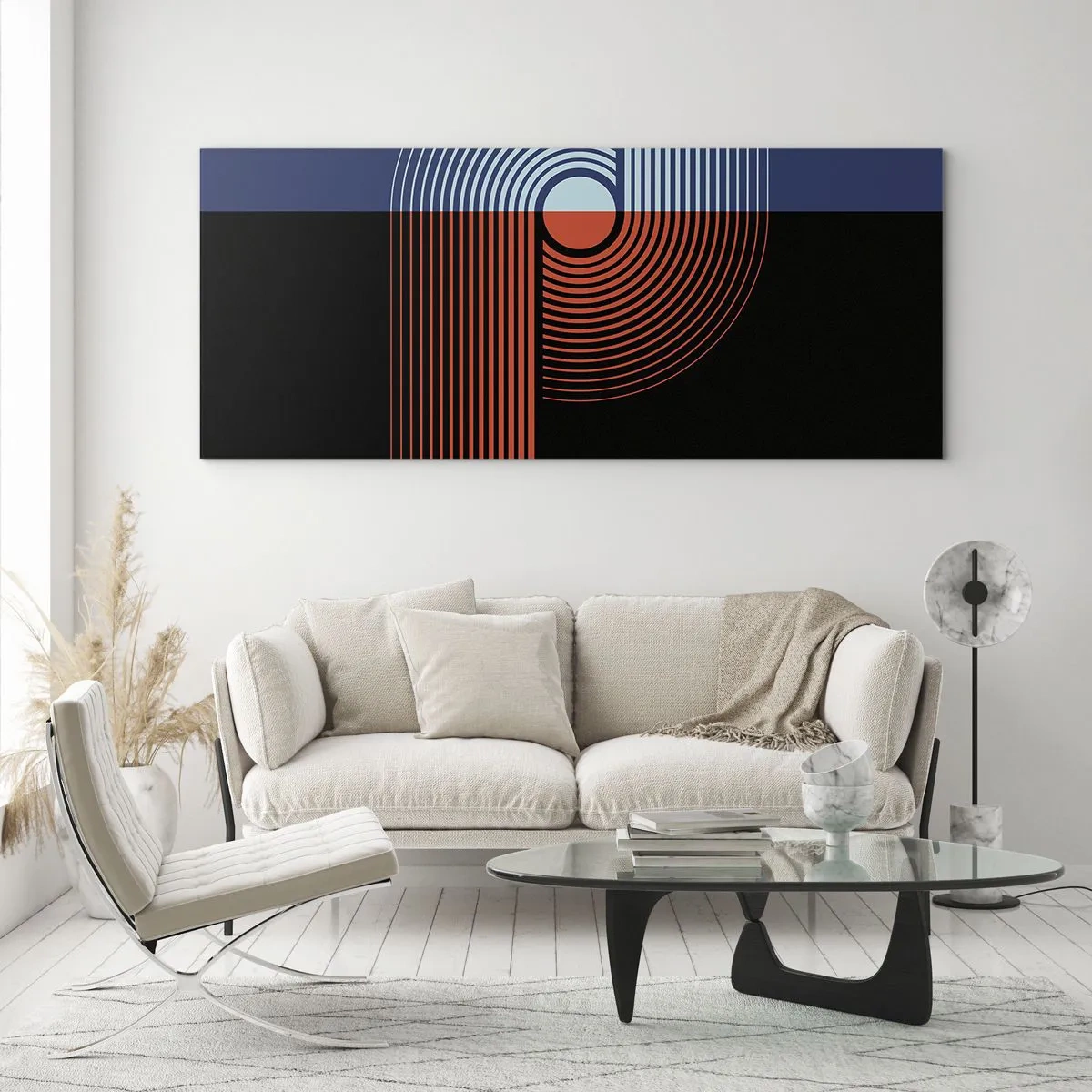 Quadro su vetro - Nell'abbraccio geometrico - 100x40 cm