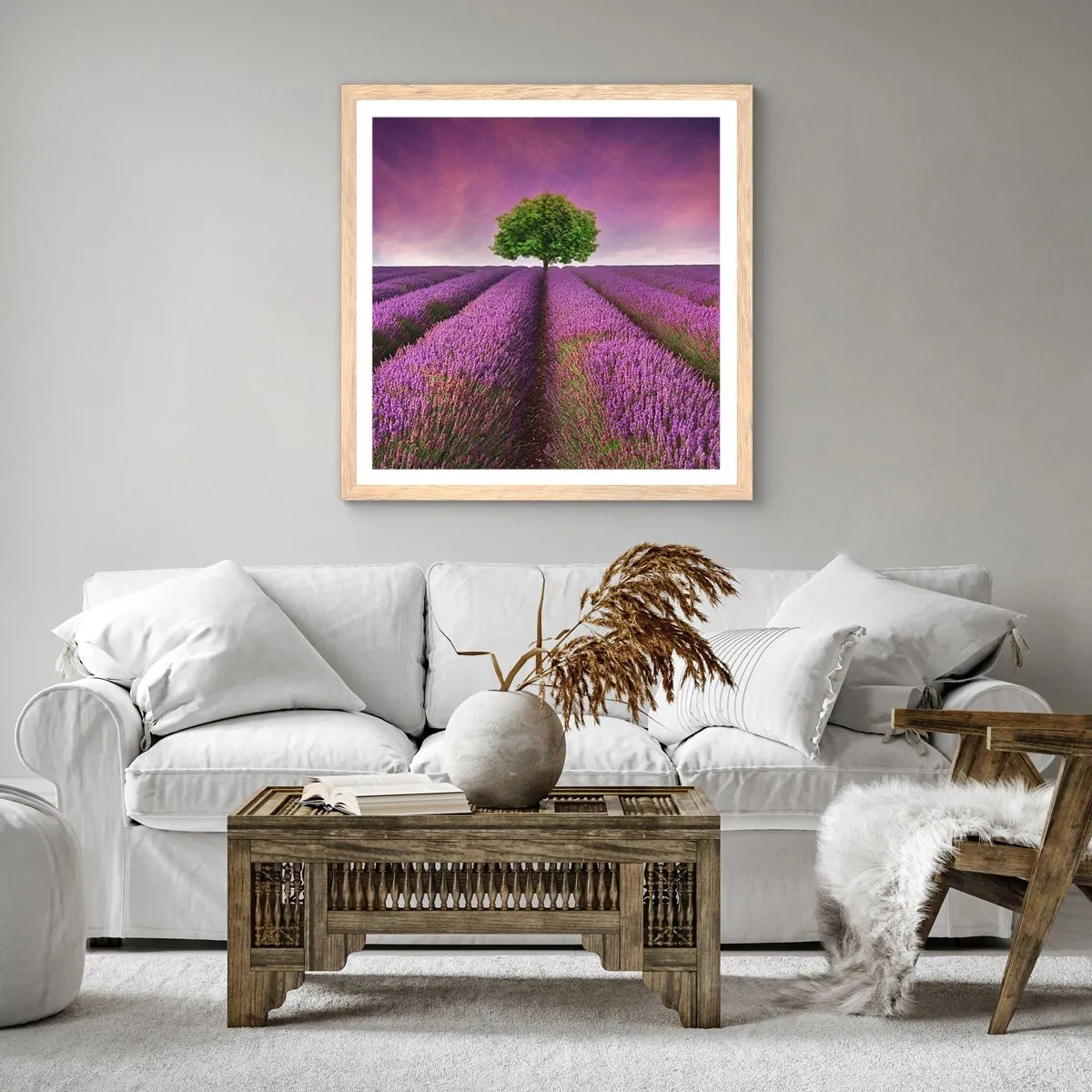 Poster in cornice rovere chiaro - Sui campi di lavanda - 30x30 cm