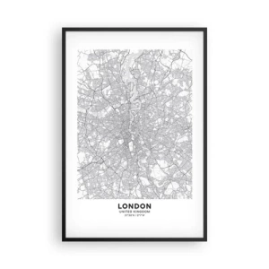 Poster in cornice nera - Mappa del labirinto di Londra - 61x91 cm