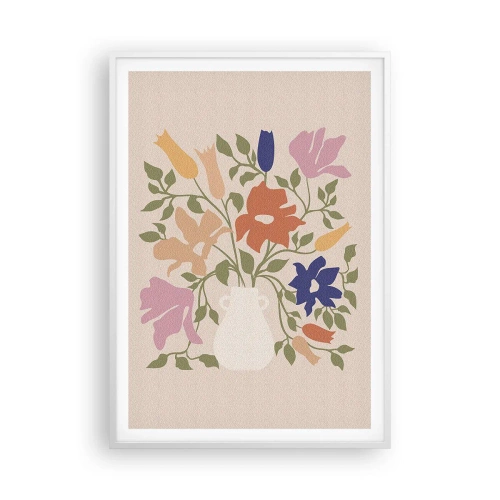 Poster in cornice bianca - Bouquet delicato - 70x100 cm