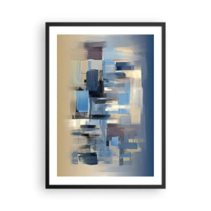 Poster in cornice nera - Composizione geometrica astratta nei toni del blu - 50x70cm - Struttura blu - Decorazione murale moderna per soggiorno e camera da letto ARTTOR