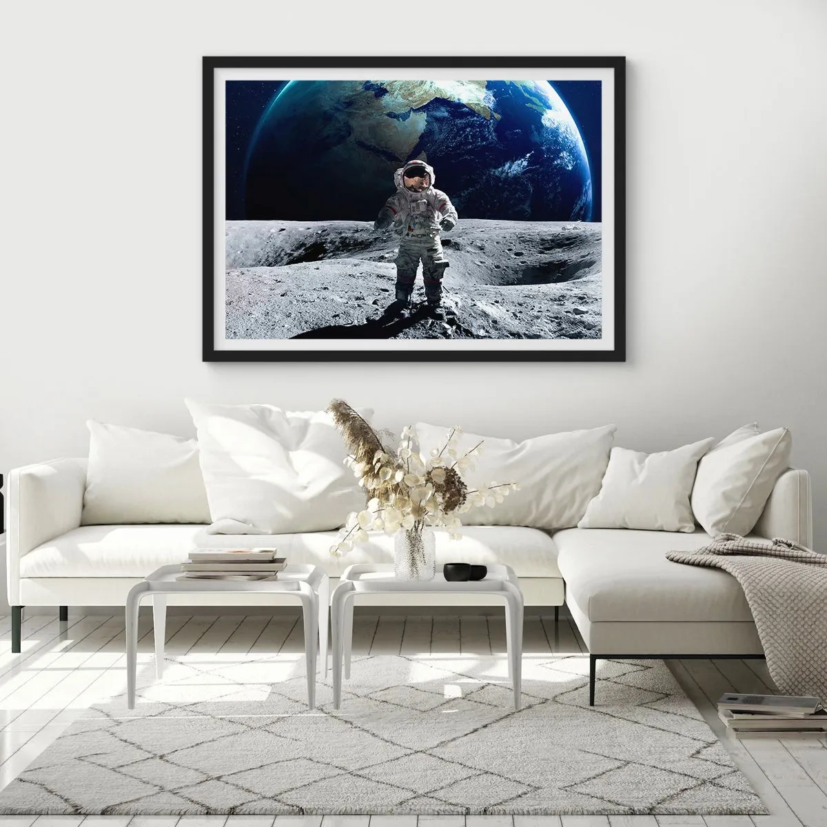 Poster in cornice nera - Saluti dalla luna - 50x40 cm