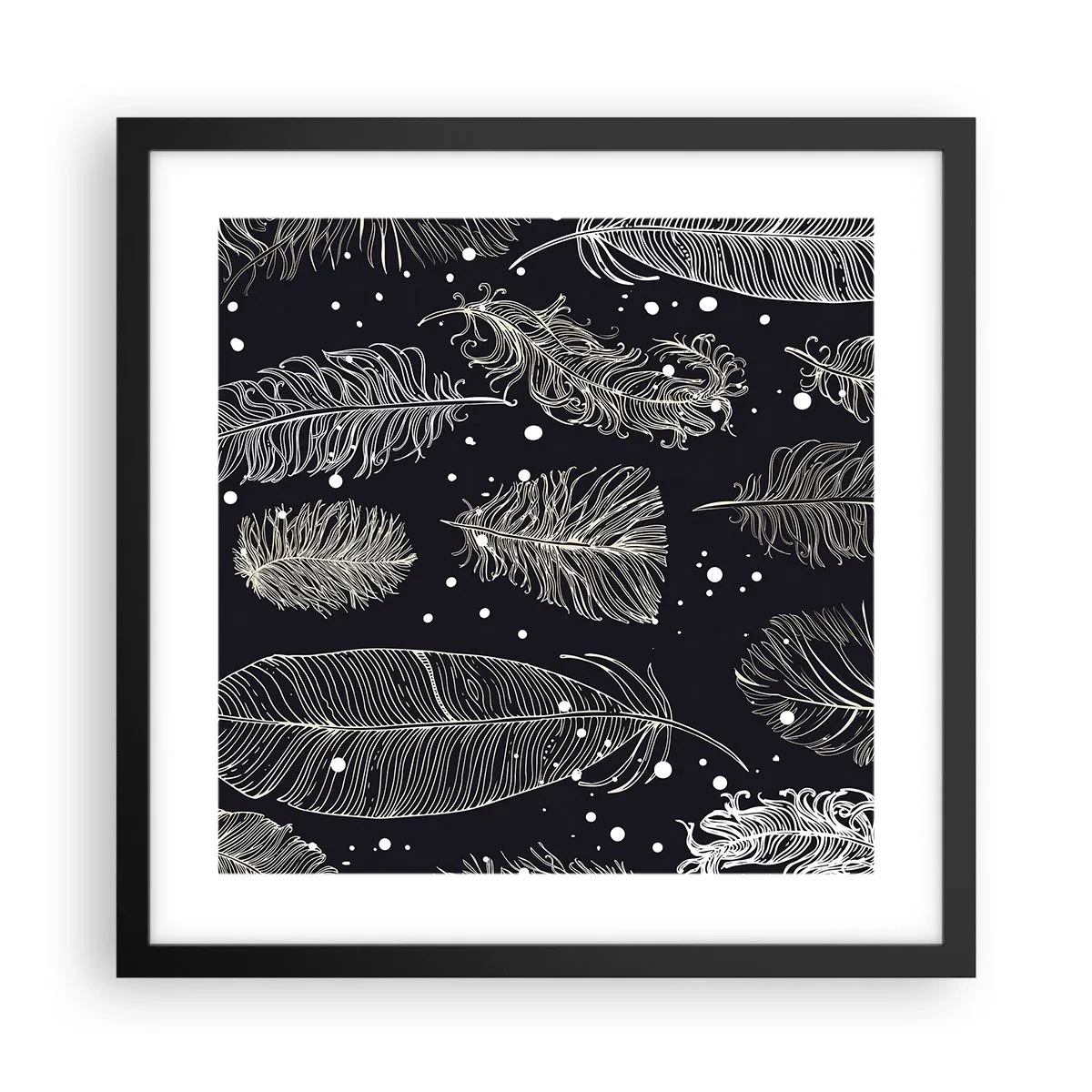 Poster in cornice nera - Pizzo piumato - 40x40 cm