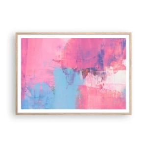 Poster in cornice rovere chiaro - Rosa, blu e un pizzico di luce - 100x70 cm