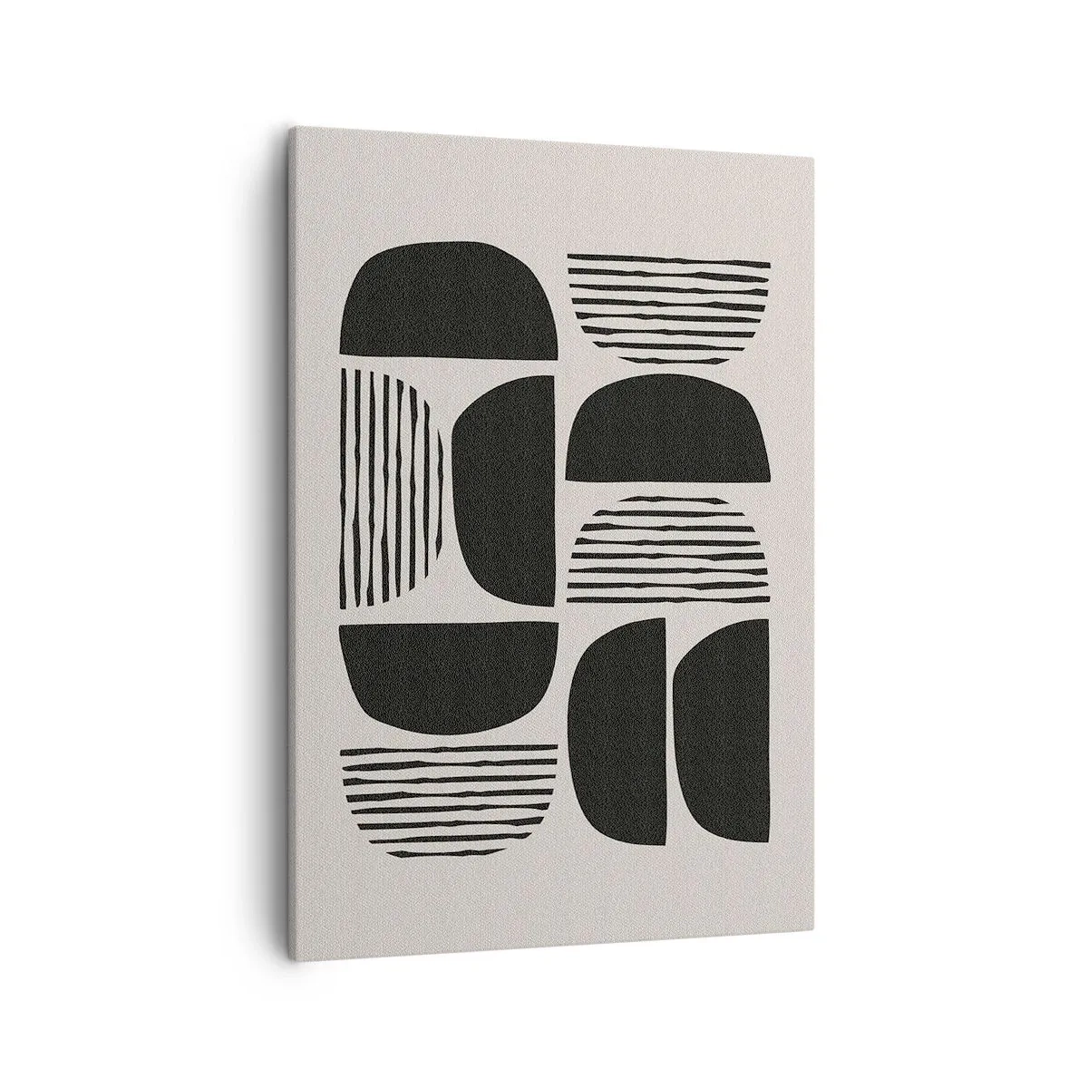Quadro su tela - Stampe su Tela - Geometria con semicerchi e linee in nero su sfondo chiaro - 50x70cm - Sistemi di metà - Decorazione murale moderna per soggiorno e camera da letto ARTTOR