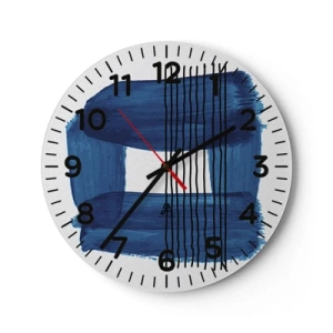 Orologio da parete - Orologio in Vetro - Composizione blu e nera - 30x30 cm