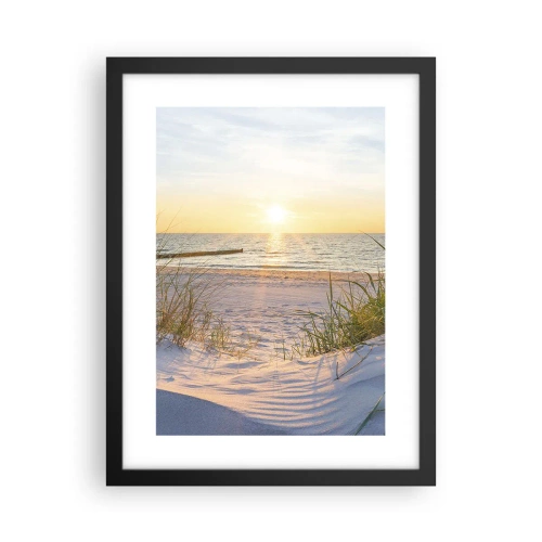 Poster in cornice nera - Rumore del mare, uccelli che cantano, spiaggia selvatica tra i cespugli... - 30x40 cm