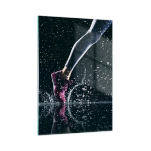 Quadro su vetro - Correre nell'acqua con scarpe sportive su uno sfondo scuro - 50x70cm - Quanta forza nelle gambe - Decorazione murale moderna per soggiorno e camera da letto ARTTOR