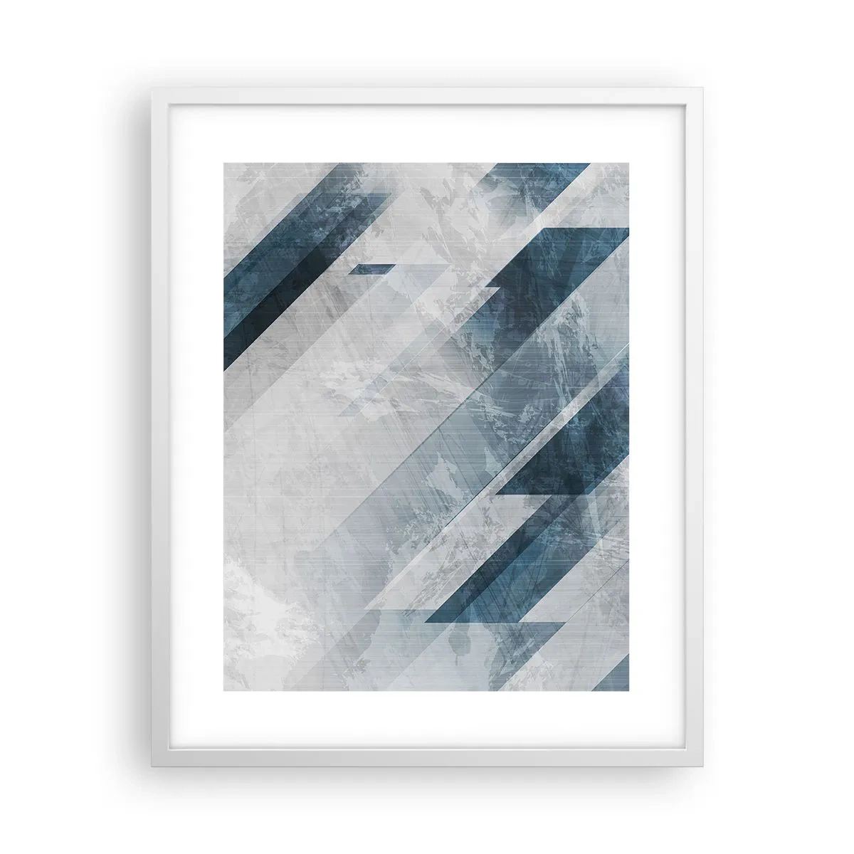 Poster in cornice bianca - Composizione spaziale: movimento in grigio - 40x50 cm