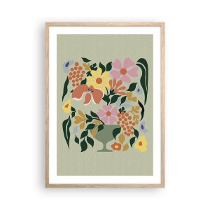 Poster in cornice rovere chiaro - Bouquet pieno di vita - 50x70 cm