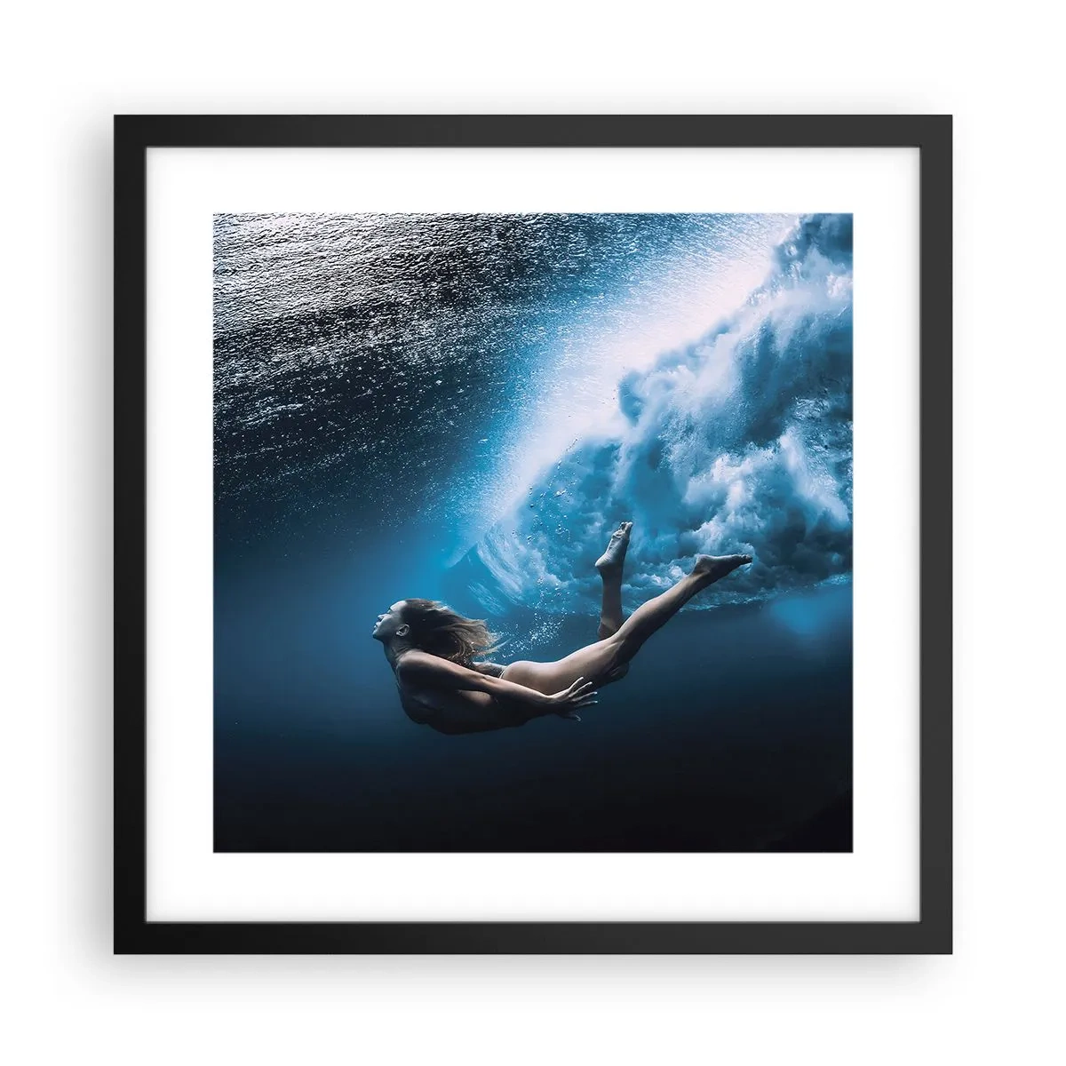 Poster in cornice nera - Moderna sirena - 40x40 cm