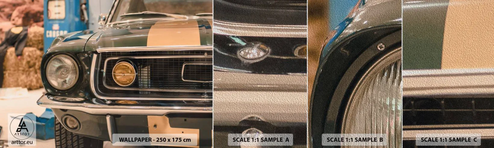 Campione di Fotomurale Premium Sand - Incontro con la leggenda - Auto, Settore automobilistico, Vecchia scuola - 100x30 cm