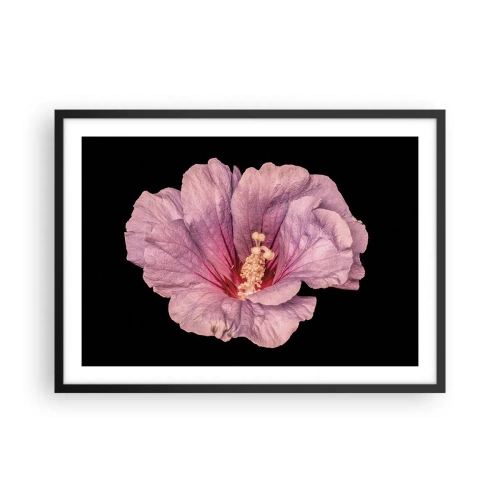 Poster in cornice nera - Fiore rosa su sfondo nero - 70x50cm - Dritto al cuore - Decorazione murale moderna per soggiorno e camera da letto ARTTOR