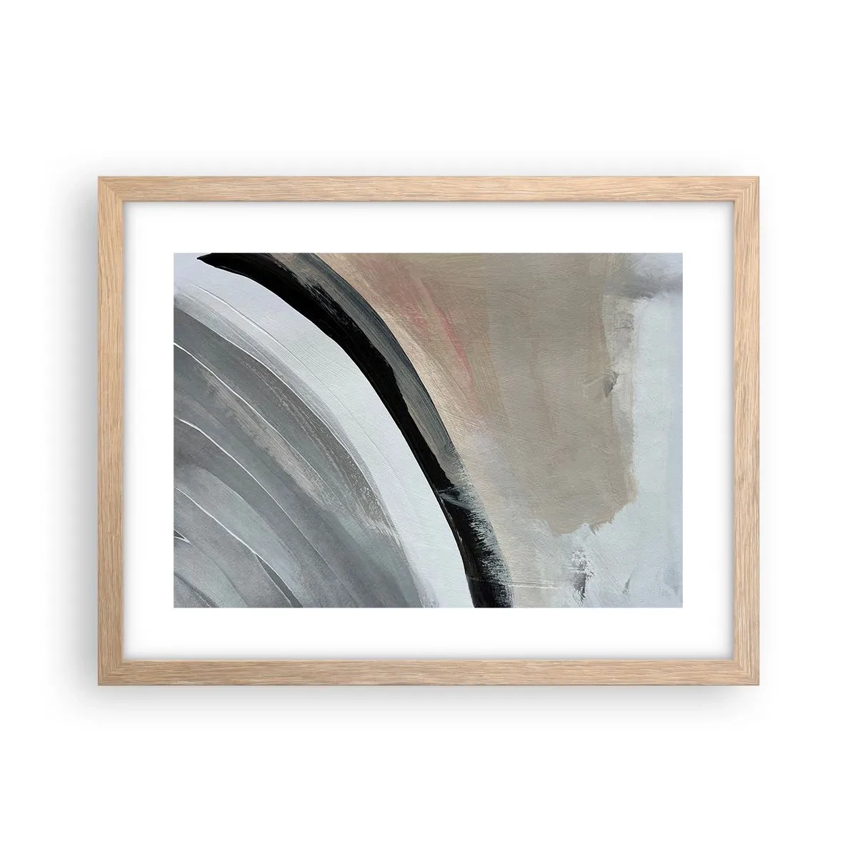 Poster in cornice rovere chiaro - Composizione: arco di nero e grigio - 40x30 cm