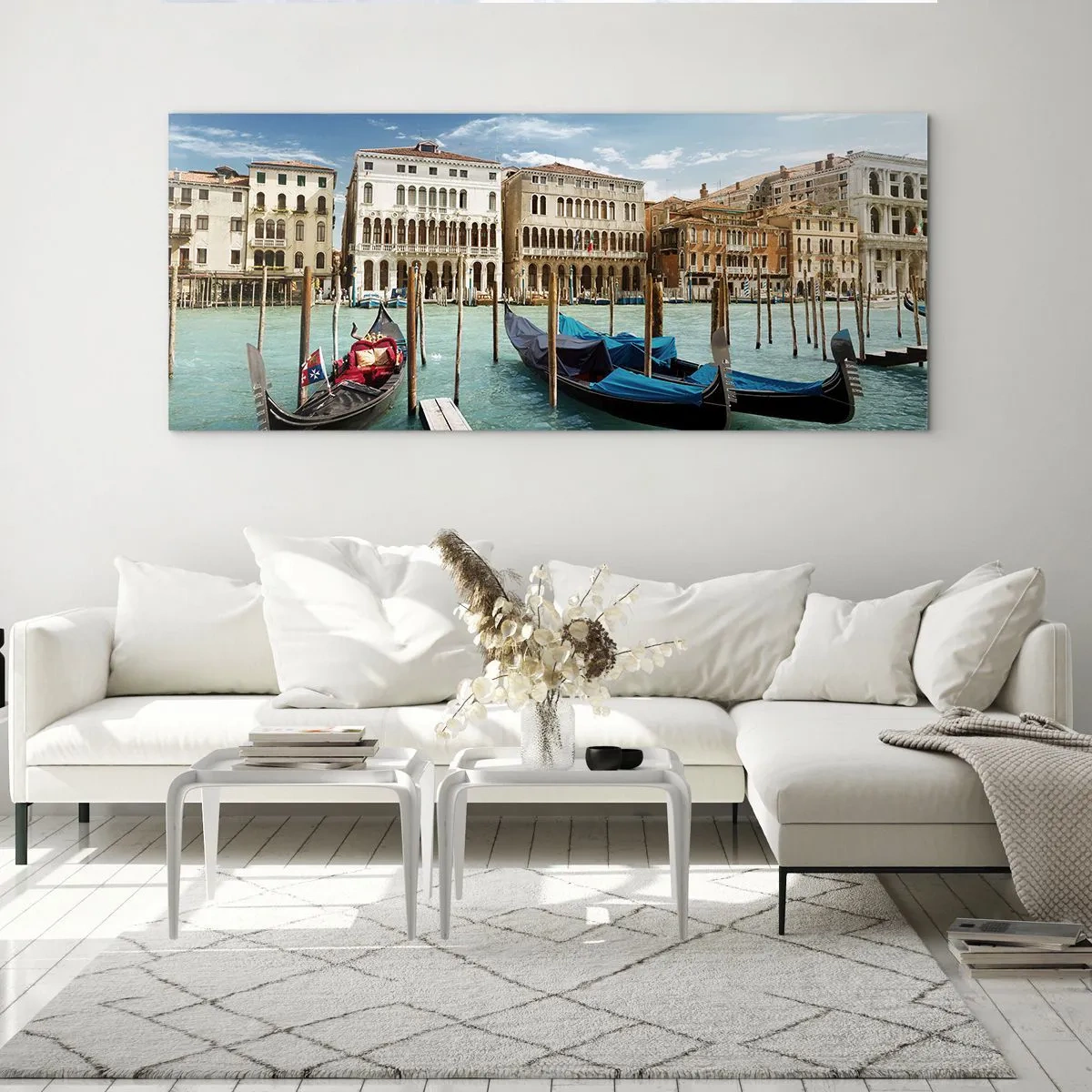 Quadro su vetro - Palazzi nel blu - 100x40 cm