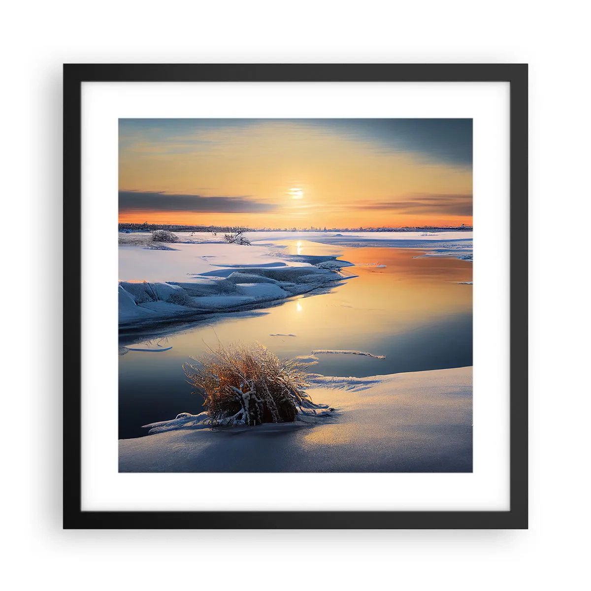 Poster in cornice nera - Tramonto invernale - 40x40 cm