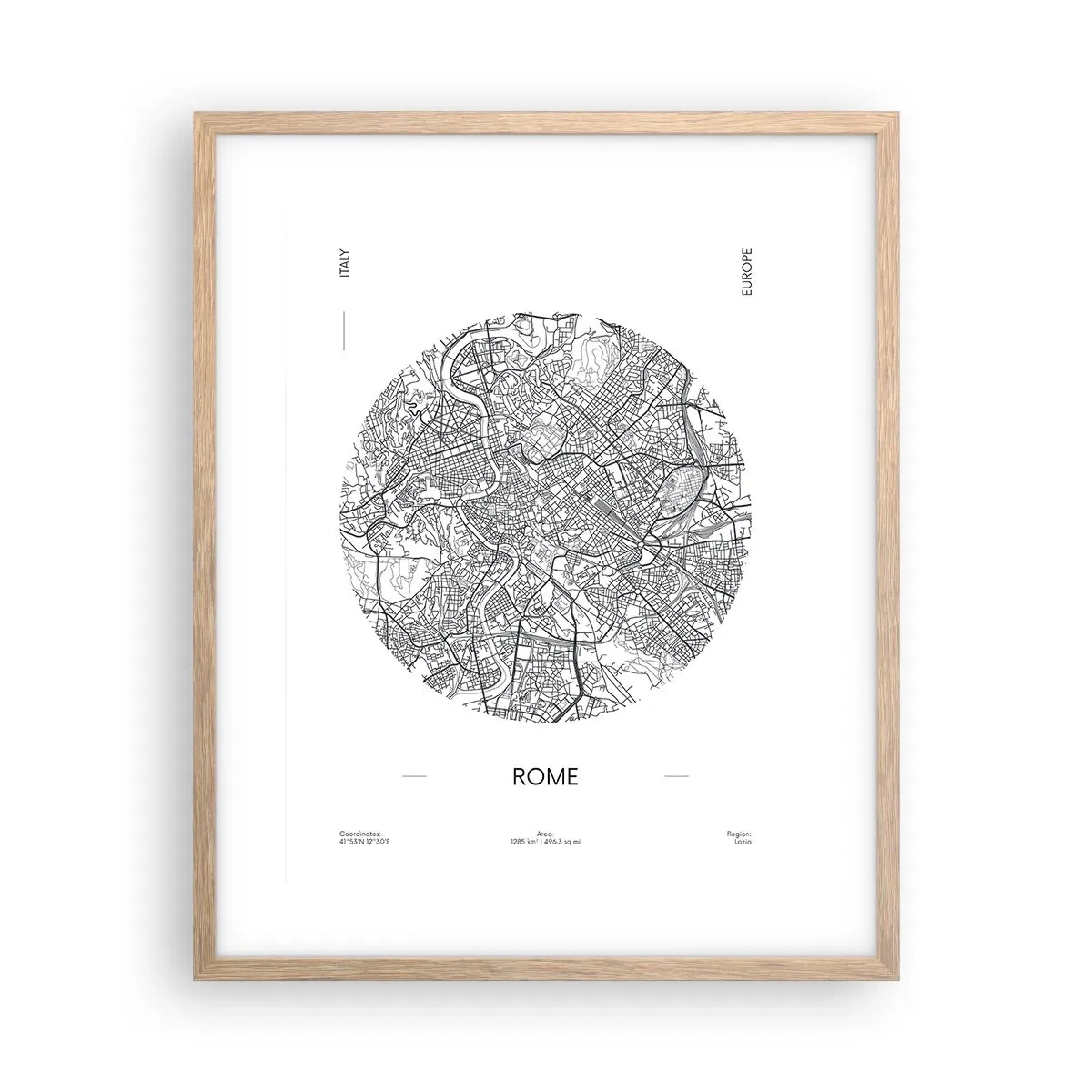Poster in cornice rovere chiaro - Anatomia di Roma - 40x50 cm