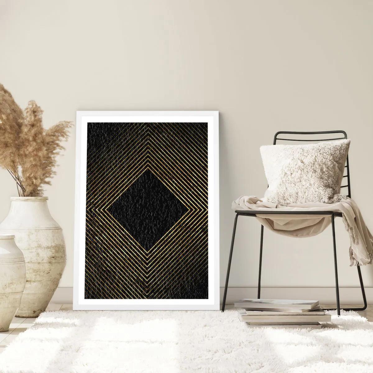 Poster in cornice bianca - Geometria in stile glamour - 70x100 cm
