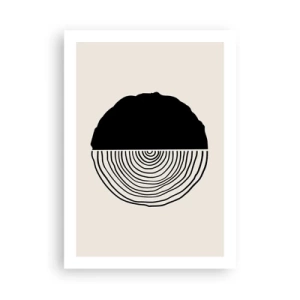Poster - Una grafica minimalista che raffigura una sezione trasversale di legno - 50x70cm - A metà - Decorazione murale moderna per soggiorno e camera da letto ARTTOR