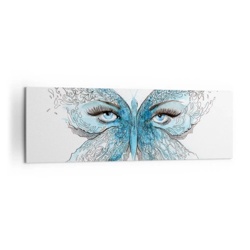 Quadro su tela - Stampe su Tela - Acquerello artistico di una farfalla con gli occhi azzurri - 160x50cm - Argo azzurro - Decorazione murale moderna per soggiorno e camera da letto ARTTOR