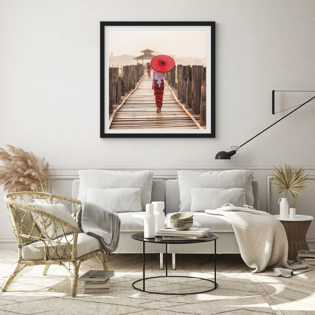 Poster in cornice nera - Sul vecchio ponte - 50x50 cm