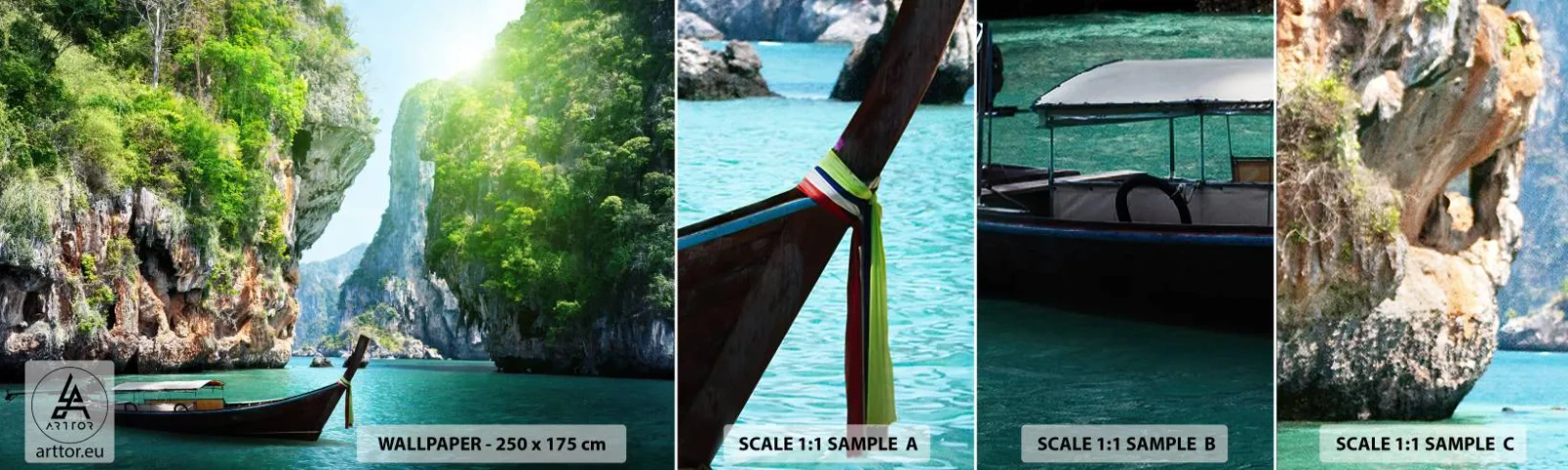 Campione Di Fotomurale Standard Eco - Invito a un viaggio esotico - Paesaggio, Tailandia, Mare - 100x30 cm