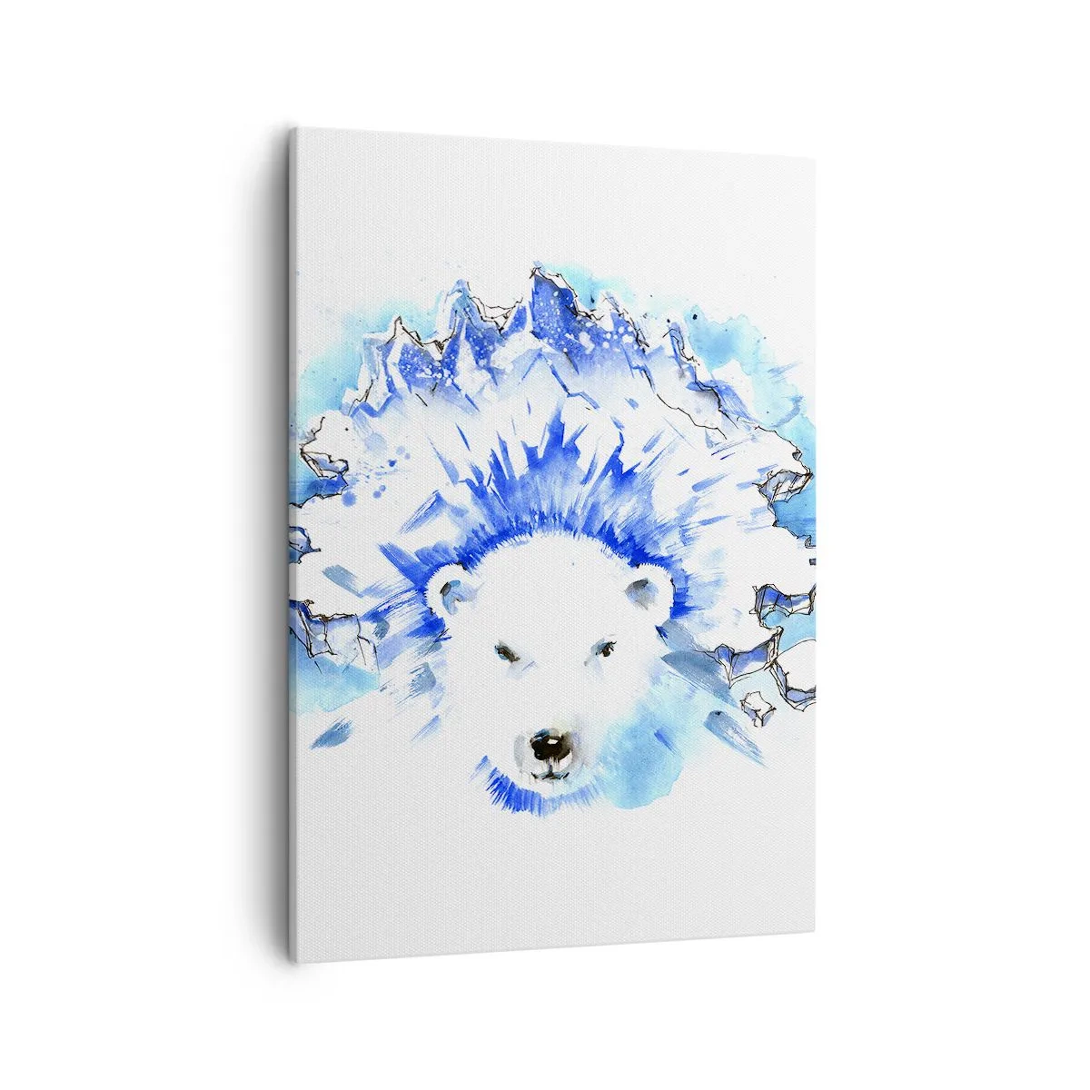 Quadro su tela - Stampe su Tela - Dipinto artistico ad acquerello di un orso polare con un motivo ghiacciato - 50x70cm - Il re dell'Artide con la corona di ghiaccio - Decorazione murale moderna per soggiorno e camera da letto ARTTOR