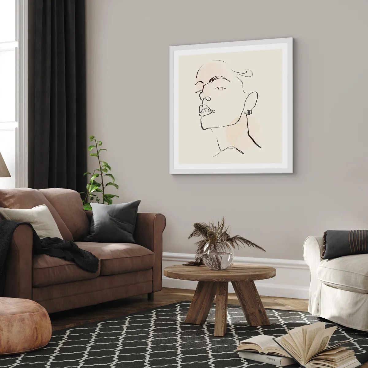 Poster in cornice bianca - Sguardo fiero - 50x50 cm