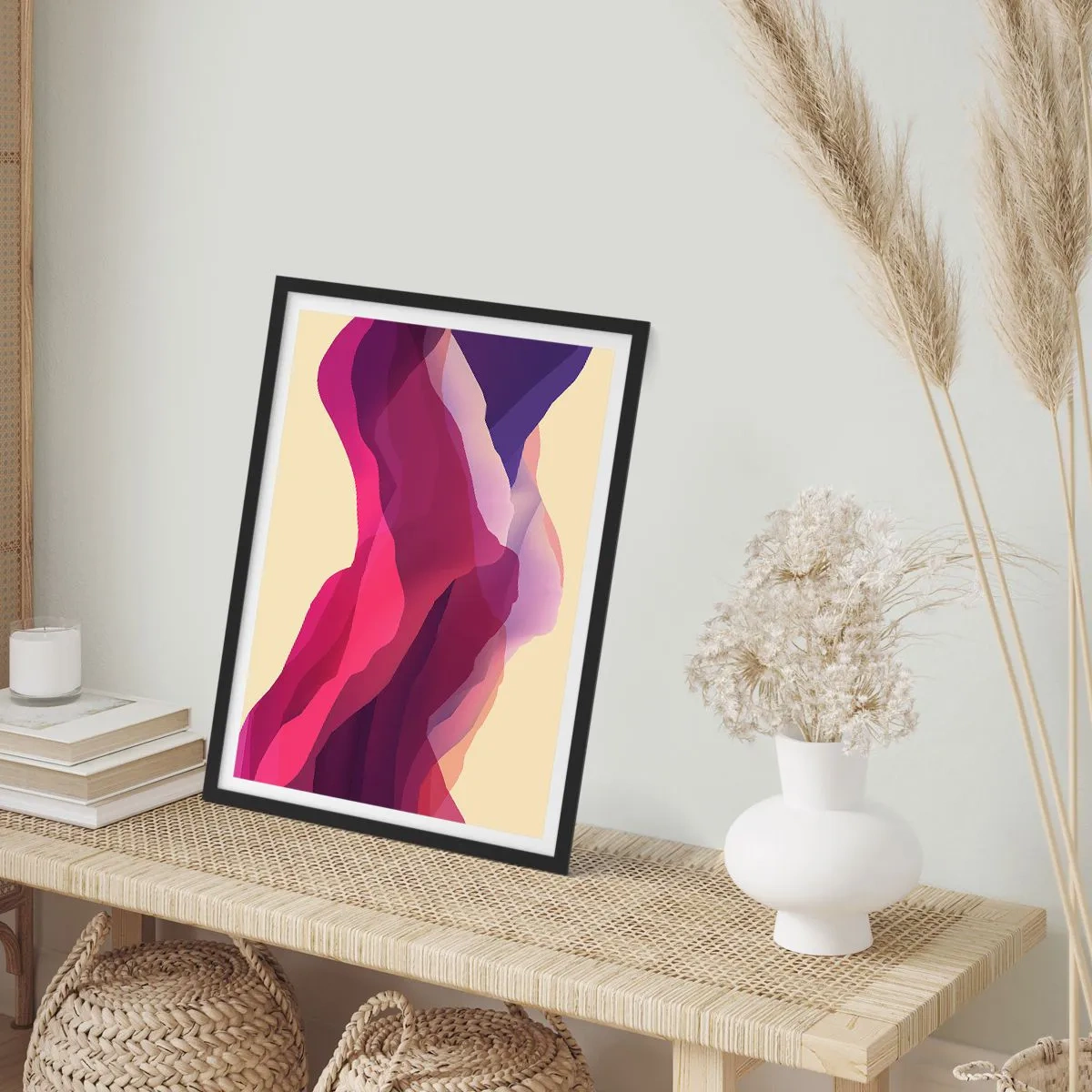 Poster in cornice nera - Onde di porpora - 40x50 cm