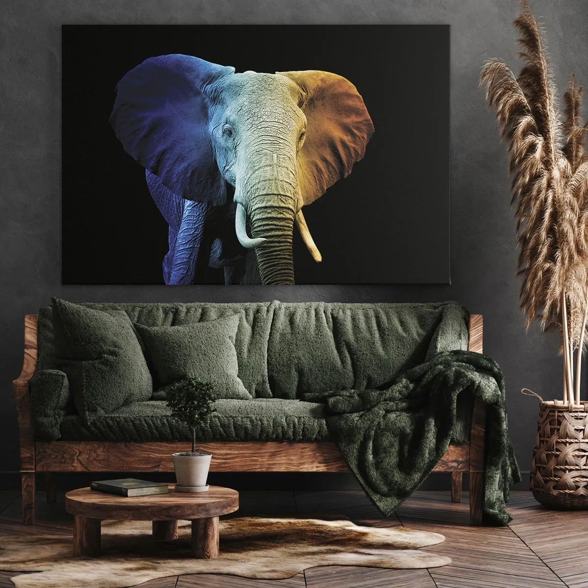 Quadro su tela - Stampe su Tela - Ritratto di elefante nei colori dell'arcobaleno - 70x50cm - Eccentrico, non strano - Decorazione murale moderna per soggiorno e camera da letto ARTTOR