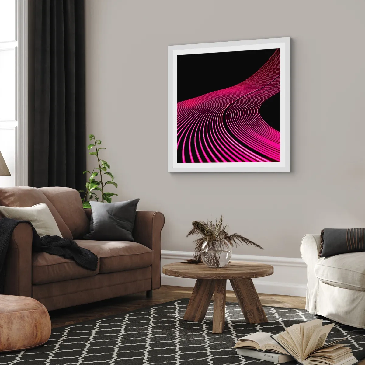 Poster in cornice bianca - Il viale della luce - 40x40 cm