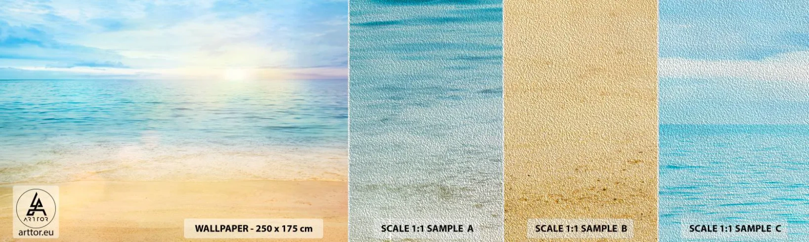 Campione di Fotomurale Premium Sand - Il grande blu - Mare, Visualizzazione, Spiaggia - 100x30 cm