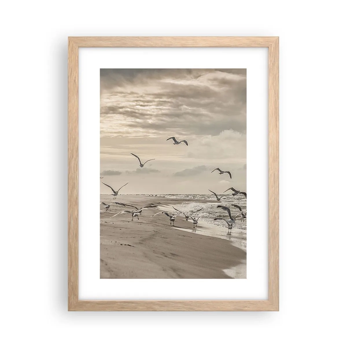 Poster in cornice rovere chiaro - Brusio del mare, canto degli uccelli - 30x40 cm