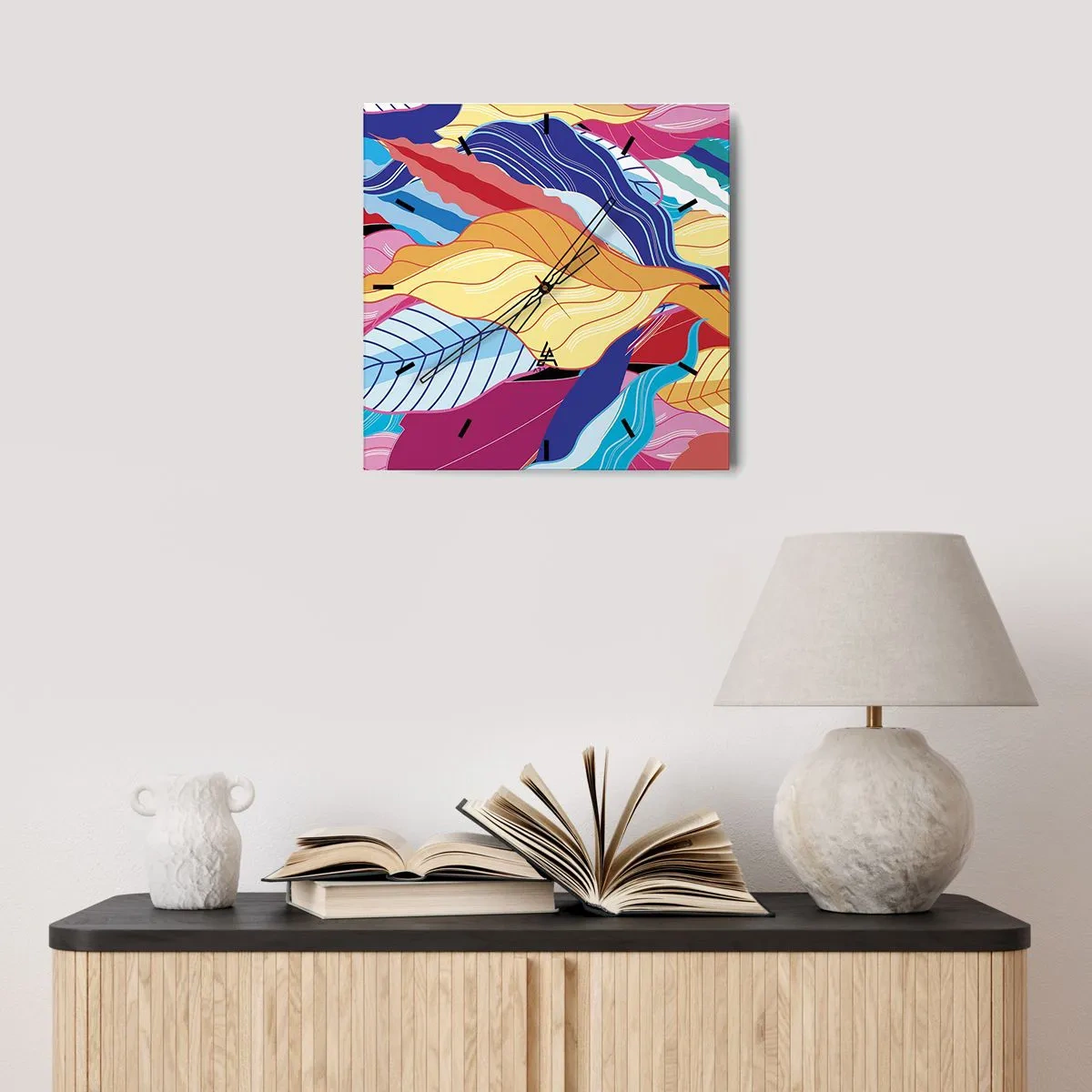 Orologio da parete - Orologio in Vetro - Disordine colorato - 40x40 cm