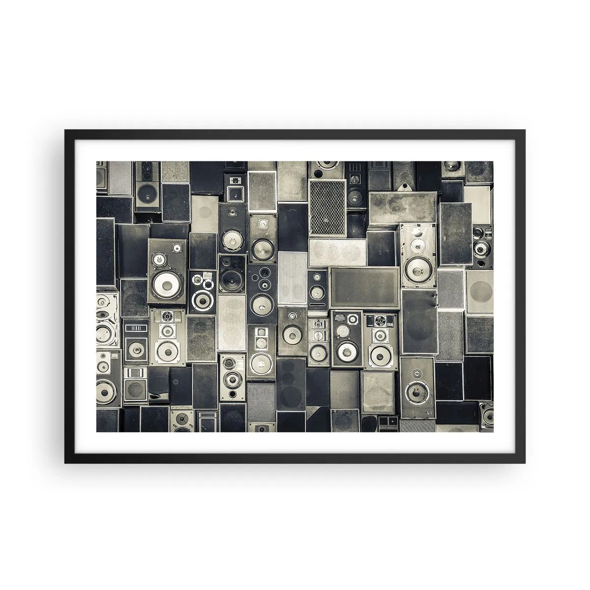 Poster in cornice nera - Collezione di altoparlanti in stile retrò - 70x50cm - Armonia di suoni - Decorazione murale moderna per soggiorno e camera da letto ARTTOR