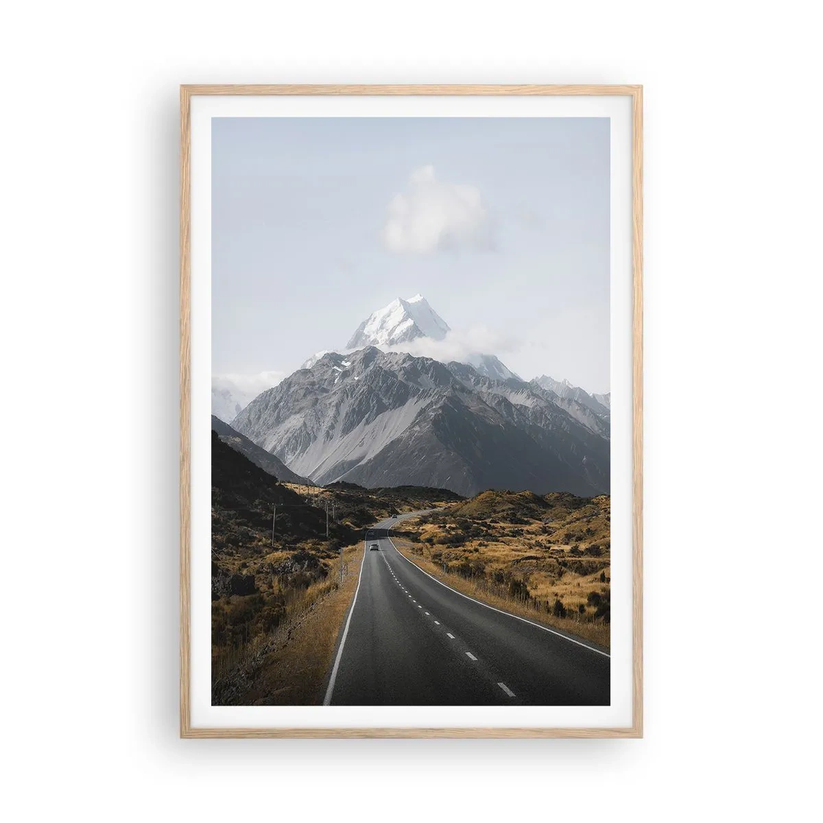 Poster in cornice rovere chiaro - Via verso il cuore dei monti - 70x100 cm