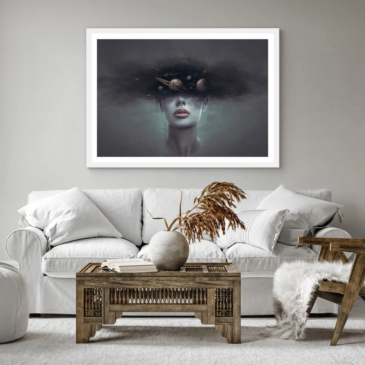 Poster in cornice bianca - E i pianeti folleggiano... - 60x60 cm