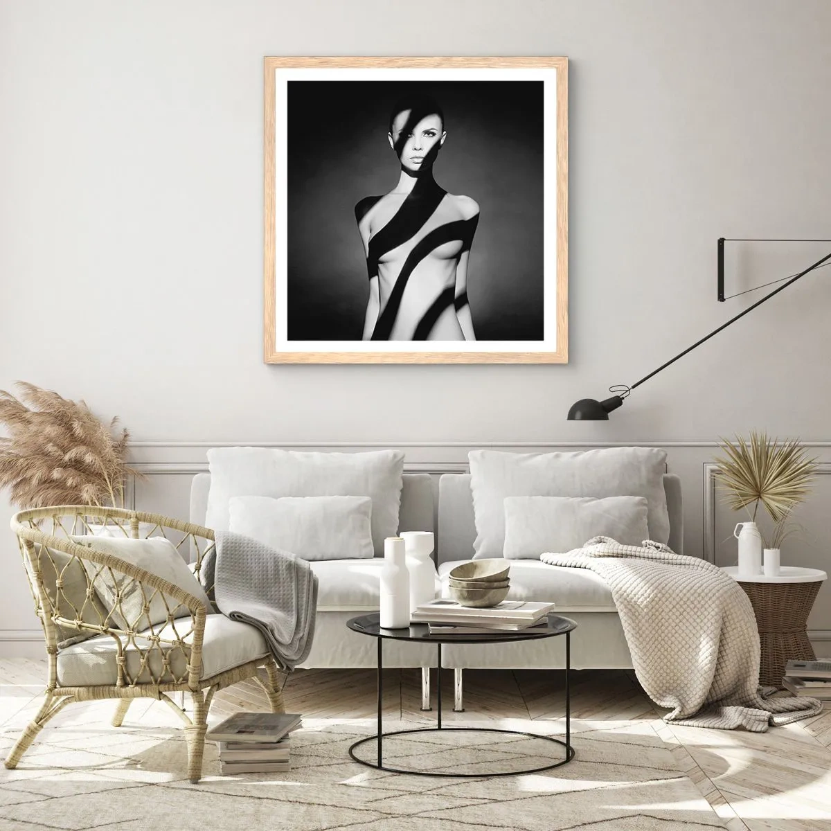 Poster in cornice rovere chiaro - Luci e ombre - 40x40 cm