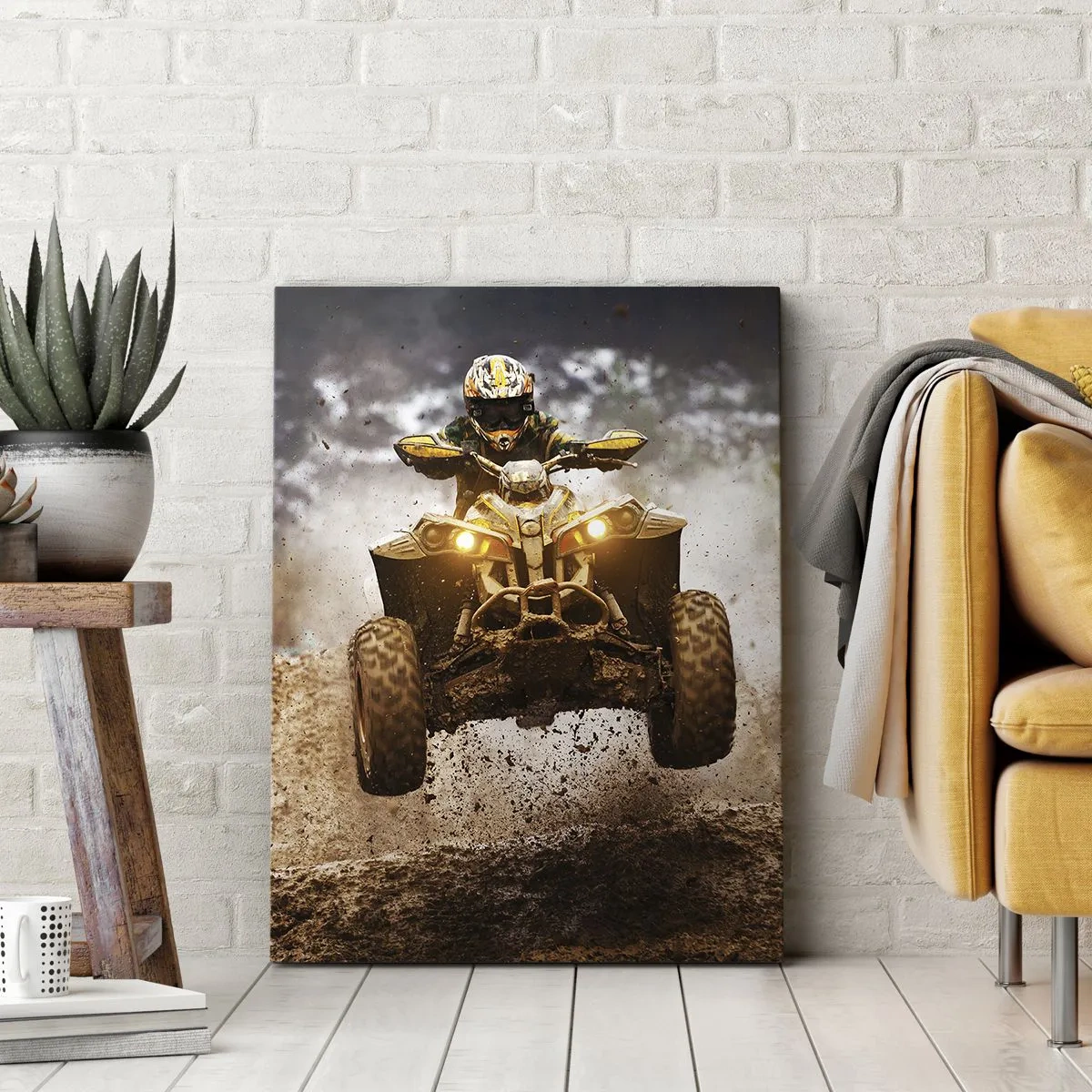Quadro su tela - Stampe su Tela - Quad estremo su terreni fangosi - 80x120cm - No risk no fun - Decorazione murale moderna per soggiorno e camera da letto ARTTOR