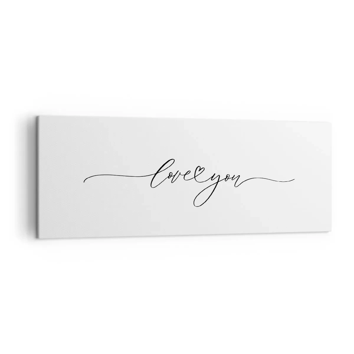 Quadro su tela - Stampe su Tela - La scritta "Ti amo" in un carattere elegante - 140x50cm - Bianco e nero - Decorazione murale moderna per soggiorno e camera da letto ARTTOR