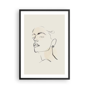 Poster in cornice nera - Ritratto minimalista di una donna in stile line art - 50x70cm - Sguardo fiero - Decorazione murale moderna per soggiorno e camera da letto ARTTOR