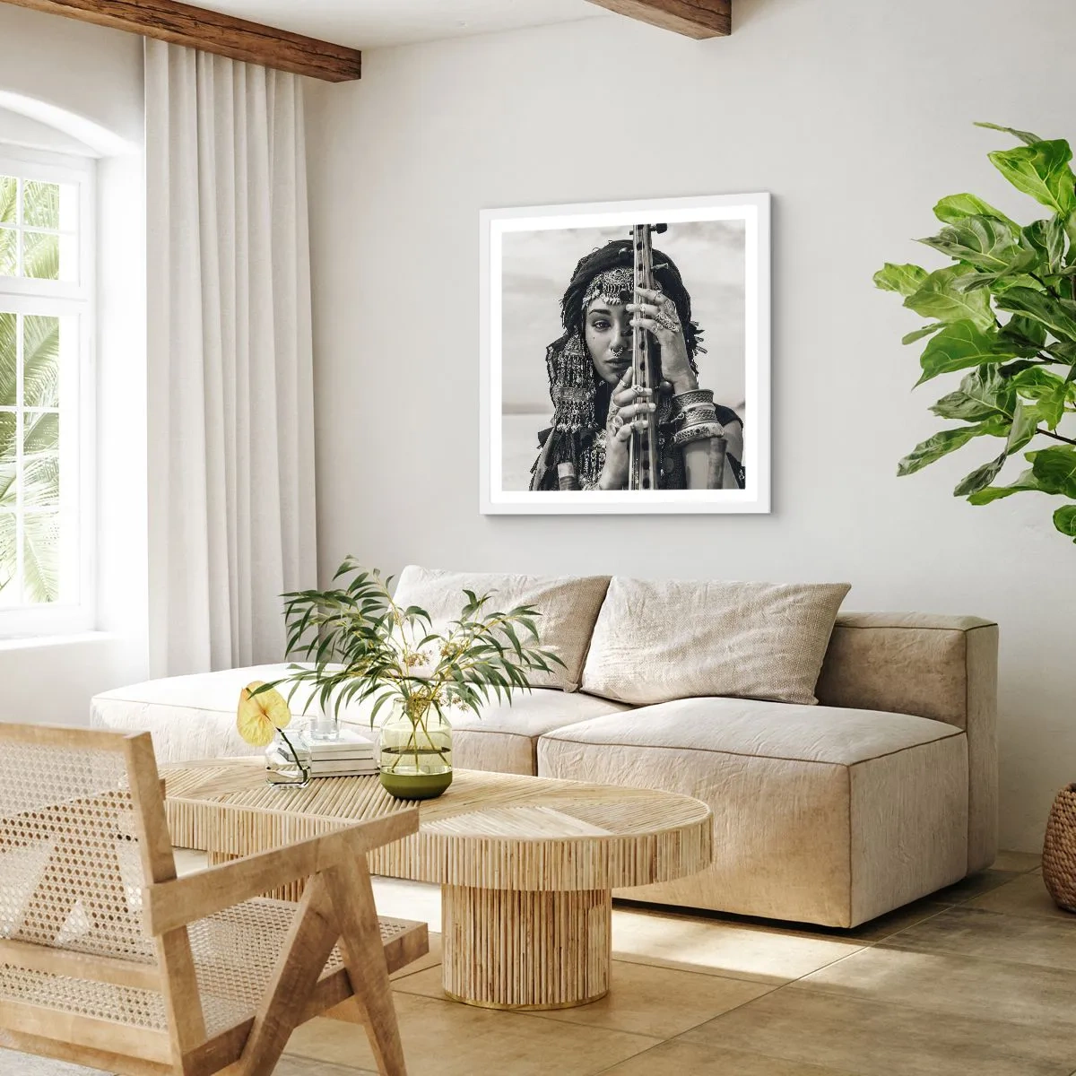 Poster in cornice bianca - La musica dell'oriente - 30x30 cm