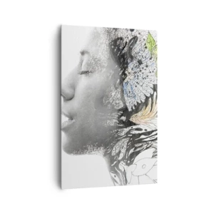 Quadro su tela - Stampe su Tela - Profilo di una donna in un collage artistico di natura e oscurità - 80x120cm - Immersa nella natura - Decorazione murale moderna per soggiorno e camera da letto ARTTOR