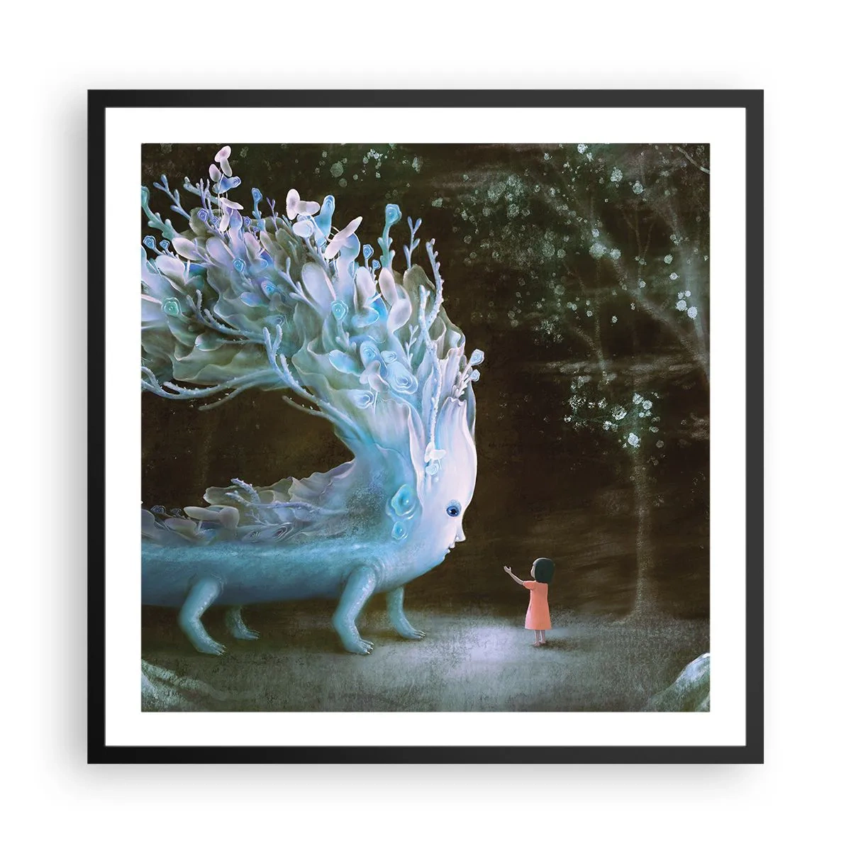 Poster in cornice nera - Incontro fantastico - 60x60 cm
