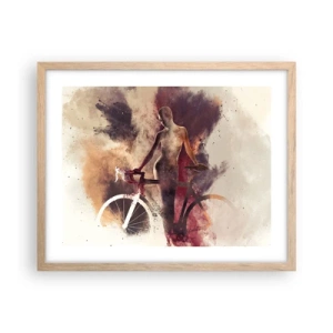 Poster in cornice rovere chiaro - Nelle forme di marmo un'anima da ciclista - 50x40 cm