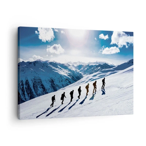 Quadro su tela - Stampe su Tela - Un gruppo di alpinisti che scalano un pendio innevato - 70x50cm - La squadra dei conquistatori - Decorazione murale moderna per soggiorno e camera da letto ARTTOR